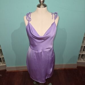 Elegant Lavender Satin Dress